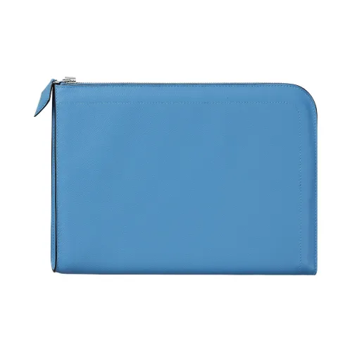 HERMES Zip Tablet Evercolor Телячья кожа Клатч Женские 2T BLEU Paradis Heavenly Синий
