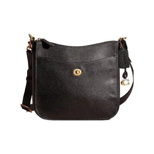 COACH Chaise Сумка-хобо из галечной кожи сумка через плечо женская черная