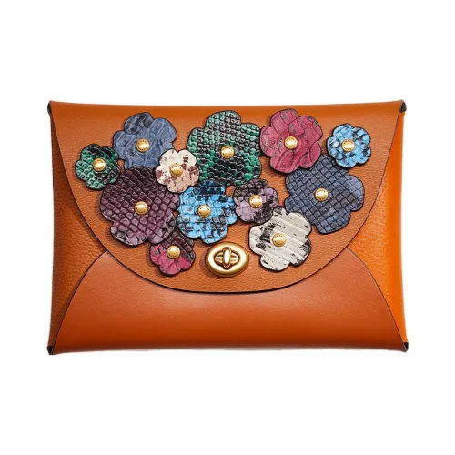 COACH Pouch Кожа Кошелек Клатч Маленький Женский Коричневый