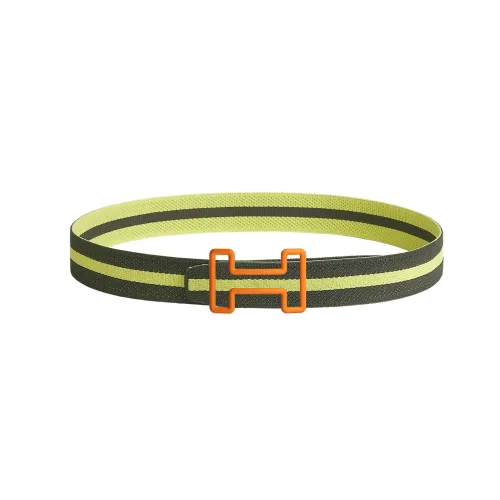 HERMES Tonight Color Nylon Mesh Belt Men's Green Width 3,8 см