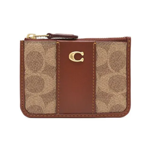 COACH Mini Id Skinny Кожа Сумка для документов Картхолдер Мини Женские Коричневый