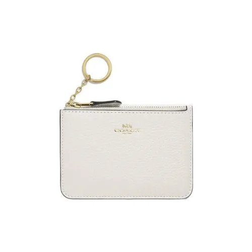 COACH Key Case Утонченный Галечная Кожа Держатель для Карт Кошелек Стандартный Женские Белый