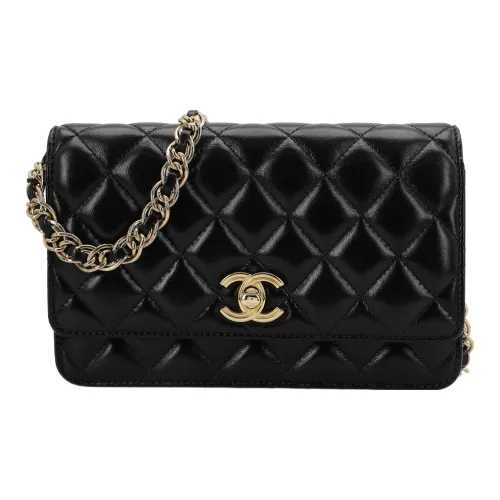 CHANEL Lambskin Crossbody Bag Wallet Women's Black