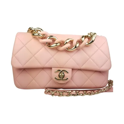 CHANEL 22C Spring Classic Flap CF Овчина Сумка с цепочкой Сумка Сумка через плечо Сумка через плечо Маленькая Женская Розовая