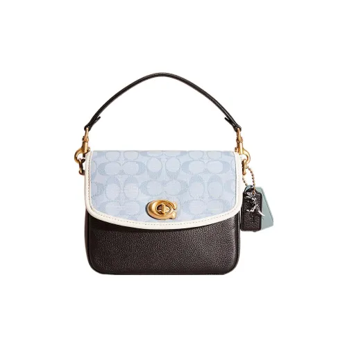 COACH Cassie Pebble Кожа Квадратная Сумка Ручная Сумка Сумка через плечо Маленькая Женская Черная и Синяя