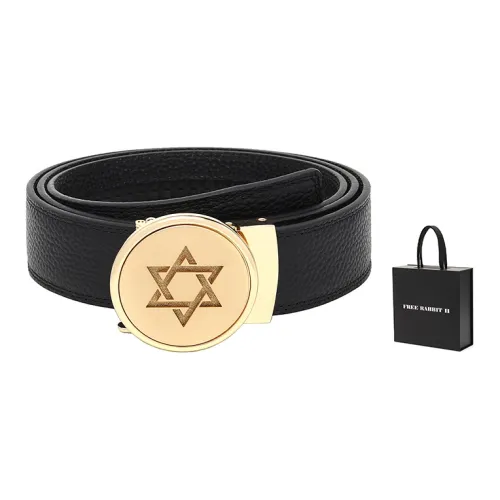 FREE RABBITⅡ Круглый Звезда Пряжка Голова Ремень Лицевая коровья кожа Бизнес для Молодых и Средний Возраст Мужской