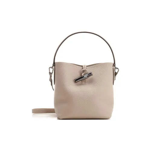 LONGCHAMP Roseau Essential Коровья кожа Ведрообразная сумка Сумка Сумка через плечо Сумка через плечо Маленькая Женская Светлый бежевый