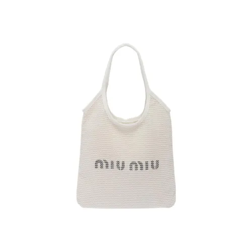 MIU MIU Цвет плюща солома And Прутья ива Тоут сумка сумка для покупок сумка на плечо сумка Women's White Бежевый