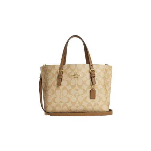 COACH Mollie Холст с покрытием и гладкая кожа Тоут Сумка Сумка для покупок Сумка на плечо Сумка среднего размера Женская Хаки