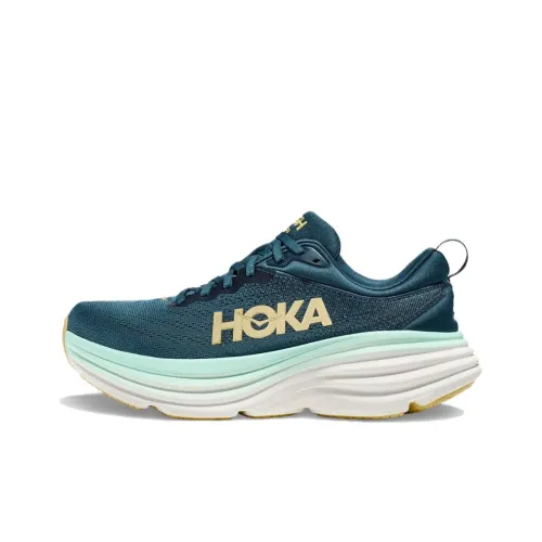 HOKA ONE ONE Bondi 8 Slip-resistant Abrasion-resistant Low-top Беговые кроссовки Мужские Синий Белый
