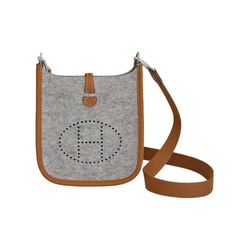 HERMES Swift Телячья кожа с войлом ткань сумка через плечо мини унисекс лунный серый и коричневый