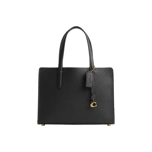 COACH Carter Пескоструйная кожа Тоут Сумка Сумка для покупок Сумка Большая Женская Черная