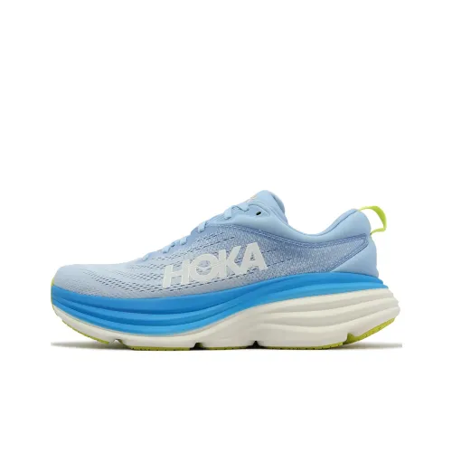 HOKA ONE ONE Bondi 8 Slip-resistant Abrasion-resistant Low-top Беговые кроссовки Мужские Синий Желтый
