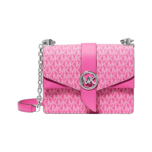 MICHAEL KORS Greenwich Кожаная маленькая квадратная сумка конверт сумка через плечо маленькая женская светло-розовая