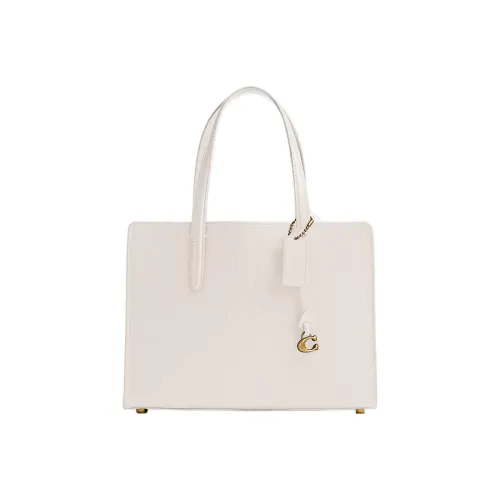 COACH Carter Пескоструйная кожа Тоут Сумка Сумка для покупок Сумка Большая Женская Белая