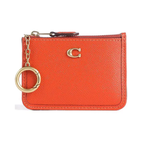 COACH Mini Id Skinny Кожа Сумка для документов Картхолдер Мини Женский Оранжевый Красный
