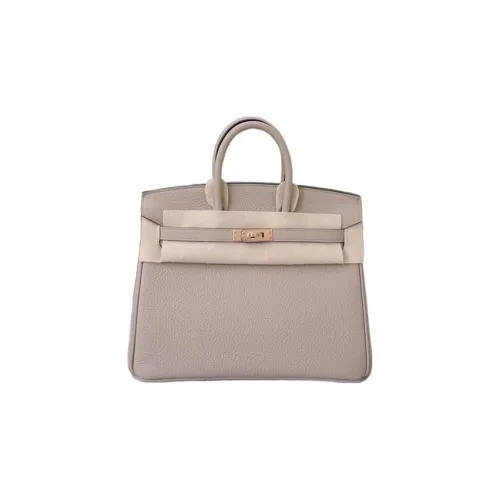 HERMES Birkin Коровья кожа Togo Сумка Birkin Сумка Женская Голубино-серый Подкладка Оранжево-красный