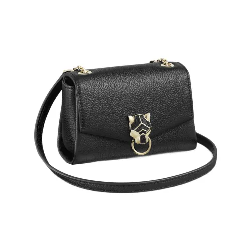 Cartier Сумка На Цепочке, Модель «микро», Panthère De Cartier Телячья Кожа Черного Цвета, Позолоченная Отделка