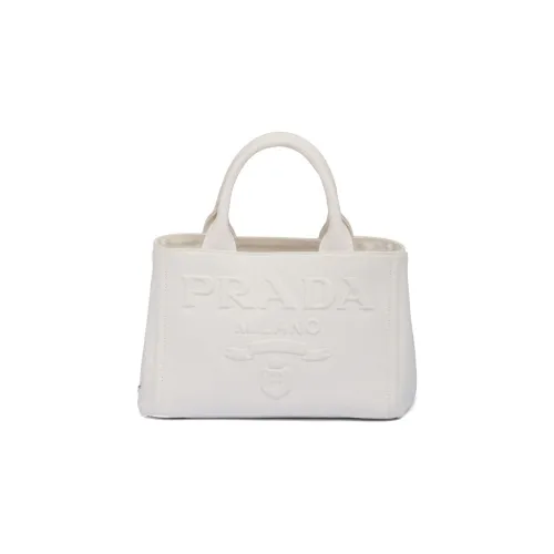 PRADA Хлопок Тоут Сумка Сумка для покупок Сумка через плечо Сумка Женская Белая