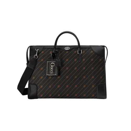 GUCCI Interlocking Collection Жаккардовая ткань с кожаными вставками Сумка через плечо Сумка Мужская Черная Оранжевая