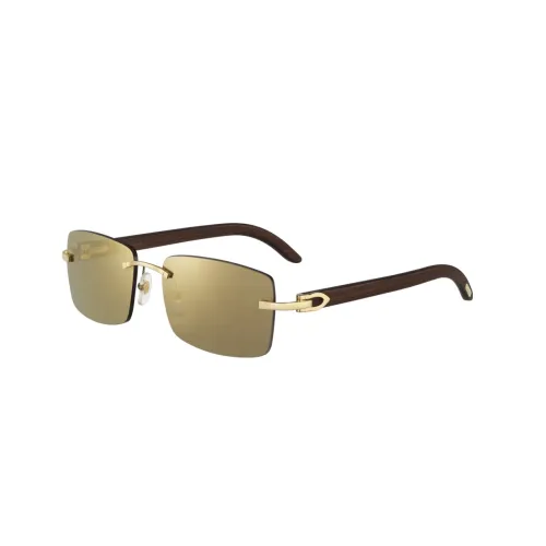 Cartier Деревянные Нерегулярной Формы Солнцезащитные Очки Женские Коричневые