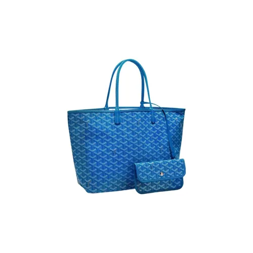 GOYARD Saint Louis Холст Телячья кожа Зубы Собаки Сумка-тоут Сумка для покупок Сумка Маленькая Унисекс Синий