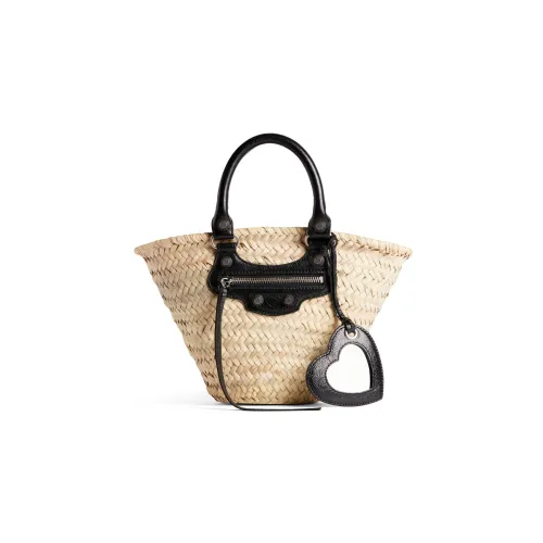 Balenciaga Le Cagole Солома Овчина Корзинка-сумка Сумка через плечо Сумка Маленькая Женская Натуральная