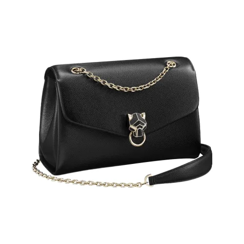 Cartier Сумка На Цепочке, Маленькая Модель, Panthère De Cartier Телячья Кожа Черного Цвета И Позолоченная Отделка