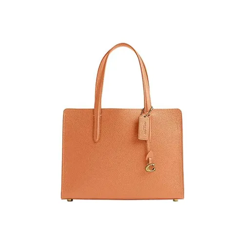 COACH Carter Коровья кожа Тоут Сумка Сумка для покупок Сумка через плечо Сумка Большая Женская Апельсин