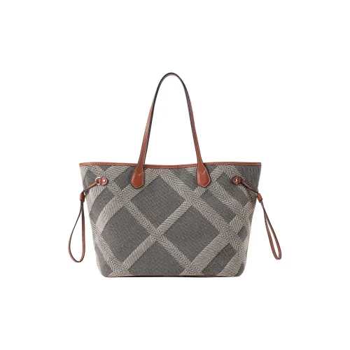 EMNI Ткань Отпуск Сумка Тоут Сумка Сумка для покупок Сумка Mom Сумка на плечо Большая Женская Коричневая Полночь Черная