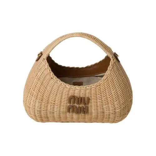 MIU MIU Wander series Солома And Прутья ивы Сумка через плечо Сумка Женские Коричневый Карамель