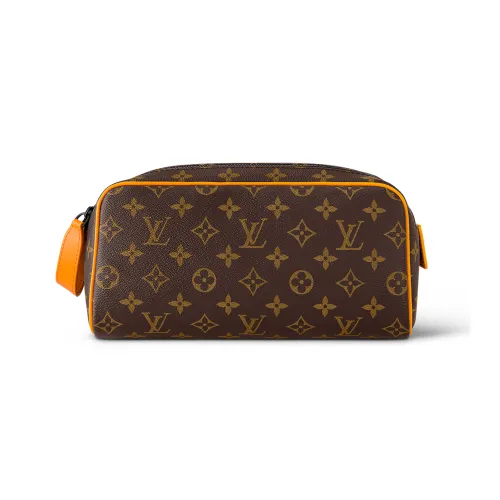 LOUIS VUITTON Dopp Kit Холст и Кожаная Сумка для Туалетных Принадлежностей Женская Коричневая