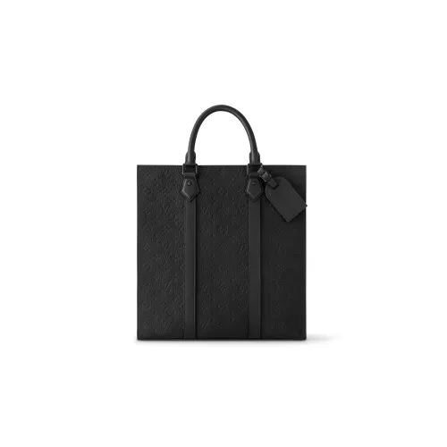 LOUIS VUITTON Sac Plat Корова Кожа Гармошка-Боковая Сумка Тоут Сумка Сумка для покупок Сумка Обычная Мужская Черная