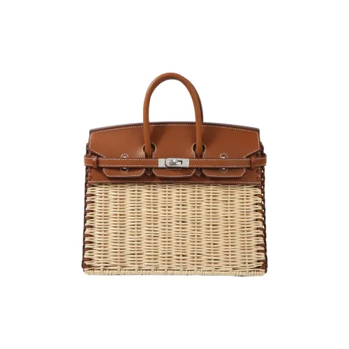 HERMES Birkin Прутья ивы с Swift Коровья кожа Сумка Birkin Ротанг Сумка Женская 37 Золотисто-коричневый