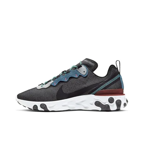 Nike React Element 55 Амортизирующие низкие беговые кроссовки с унисекс-дизайном серо-голубого цвета