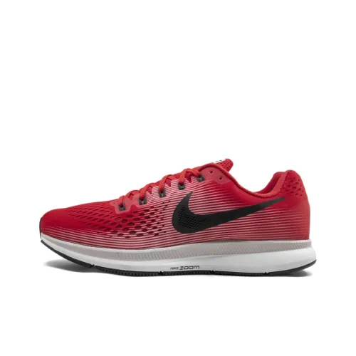 Nike Pegasus 34 Амортизация Резистентная Дышащая Отскок Низкий Топ Марафон Беговые кроссовки Мужские Красный Белый