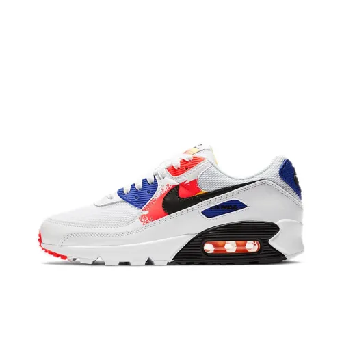 Nike Air Max 90 Low Топ Повседневные Беговые Кроссовки Мужские Белый Красный Синий