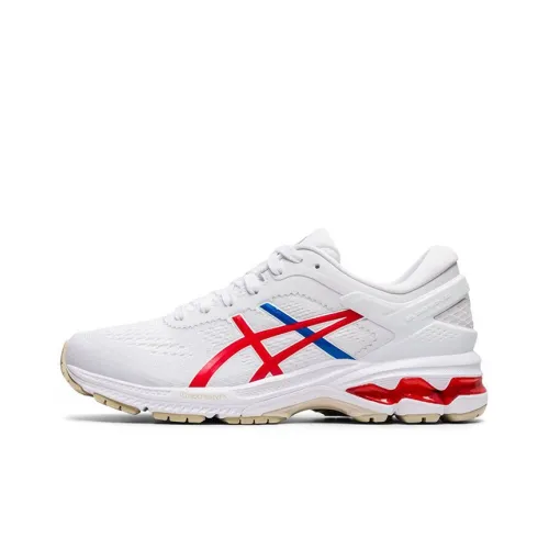 Asics Gel Kayano 26 Low Топ Беговые кроссовки Женские Белый Синий Красный