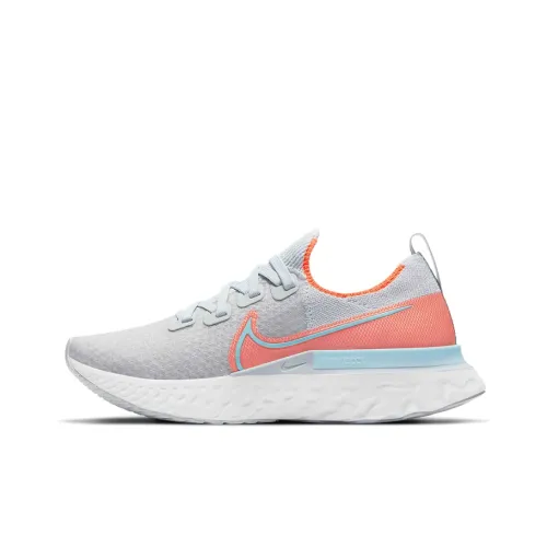 Nike React Infinity Run Flyknit 1 Амортизаторы Slip-resistant Низкий топ Беговые кроссовки Женские Розовый Светло-серый