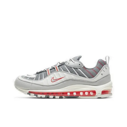 Nike Air Max 98 Low Беговые кроссовки Топ Унисекс Серый Красный