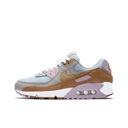 Nike Air Max 90 Low Топ Беговые кроссовки Женские Коричневый серый Синий