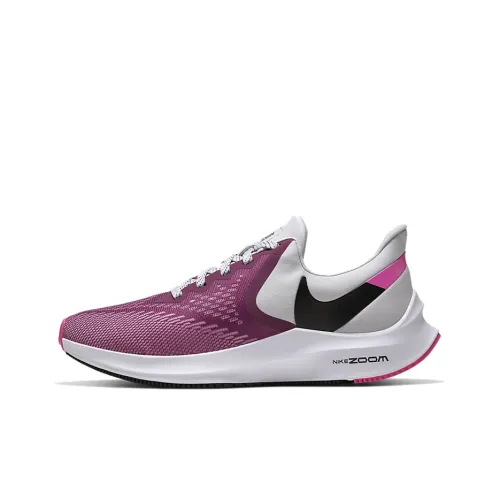 Nike Zoom Winflo 6 Амортизация Износостойкий Низкий Топ Беговые кроссовки Женские Белый Фиолетовый