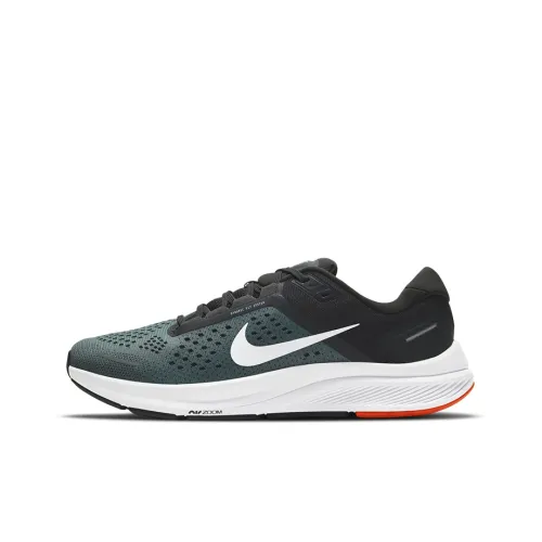 Nike Zoom Structure 23 Противоскользящий Устойчивый к истиранию Низкий Топ Амортизирующий Повседневные Беговые кроссовки Мужские Черные Зеленые
