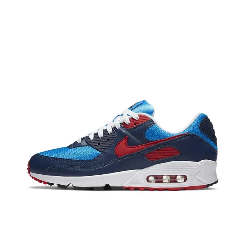 Nike Air Max 90 Low Топ Беговые кроссовки Мужской Синий Красный Белый