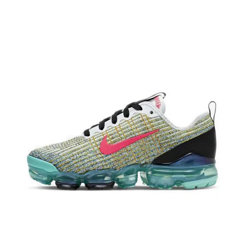 Nike VaporMax Flyknit 3,0 Low Беговые кроссовки GS Серый Зеленый Красный