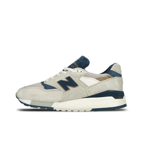 New Balance NB 998 Амортизация Дышащий And Широкий Низкий Топ Беговые кроссовки Мужские Бежевый Белый Синий