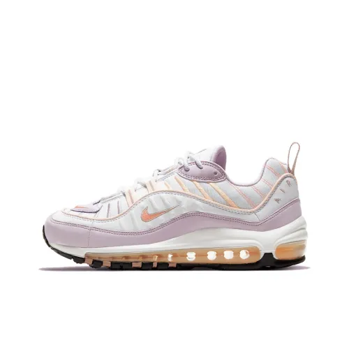 Nike Air Max 98 Low Топ Air Cushion Беговые кроссовки Женские Розовый Белый Фиолетовый