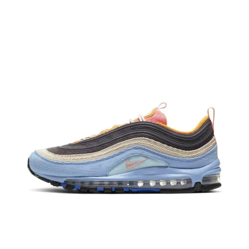 Nike Air Max 97 Легкий Низкий Топ Air Cushion Повседневные Беговые Кроссовки Унисекс Черный Синий