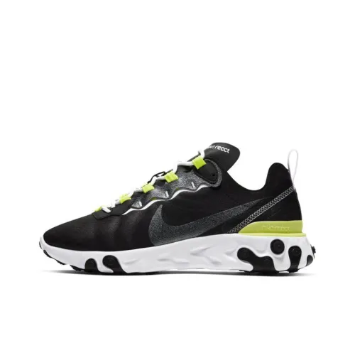 Nike React Element 55 Амортизирующие шоки противоскользящие дышащие низкий топ тренировочные беговые кроссовки женские черные