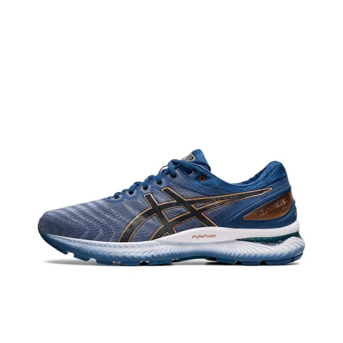Asics Gel Nimbus 22 Low Топ Беговые кроссовки Мужские Графитовый Серый Синий 2E Ширина